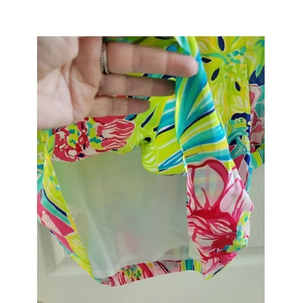 Lilly Pulitzer Silk Saemus Dress in Schooner Blue Land Escape Print Size 2
